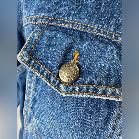 Izod jean denim jacket blue trucker cowgirl farmgirl boho hippie petite medium - Picture 3 of 6
